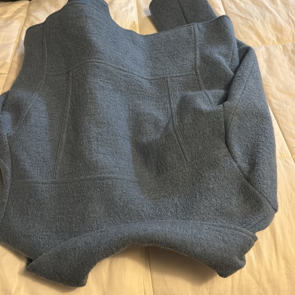 Chicos Boiled Wool Motorcycle Jacket Blue Silver - Picture 8 of 9